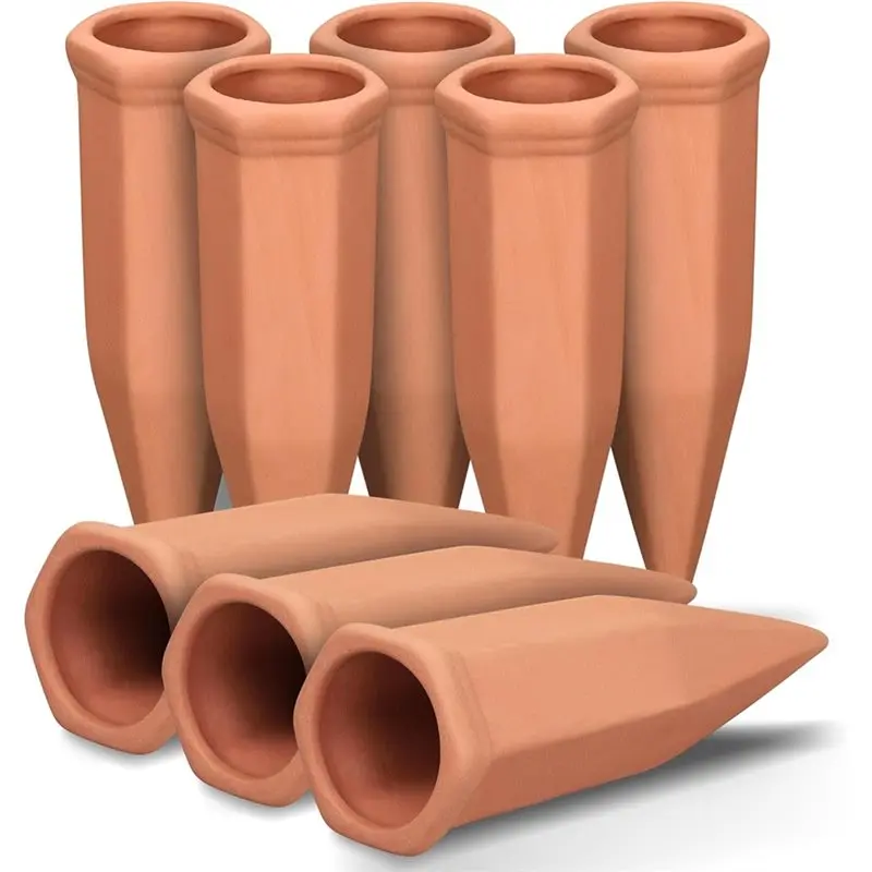 Wine Bottle Watering Spikes 8-Pack, Terracotta For Outdoor Indoor Plant Self-Watering Planter Insert