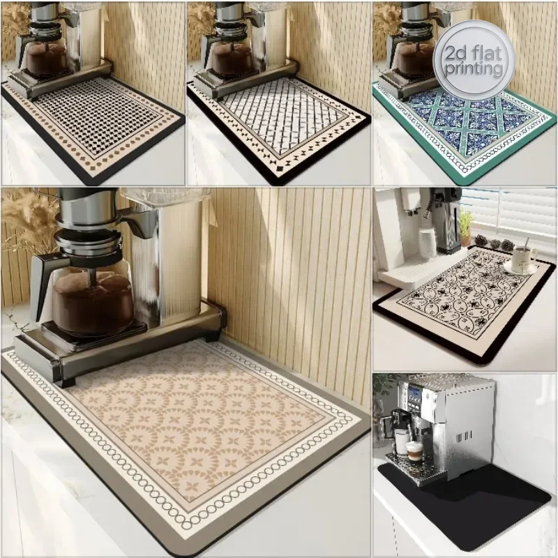 High End Kitchen Coffee Machine Desktop Tableware Drain Pad for Countertop Bar Counter Absorbent Drying Pad and Coaster