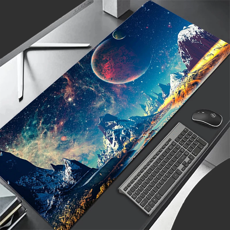 Tapete de mesa gamer bonito planeta mousepads pc mouse pad almofadas de mesa de escritório grande mousepad antiderrapante tapetes de mouse para computador presente xxl