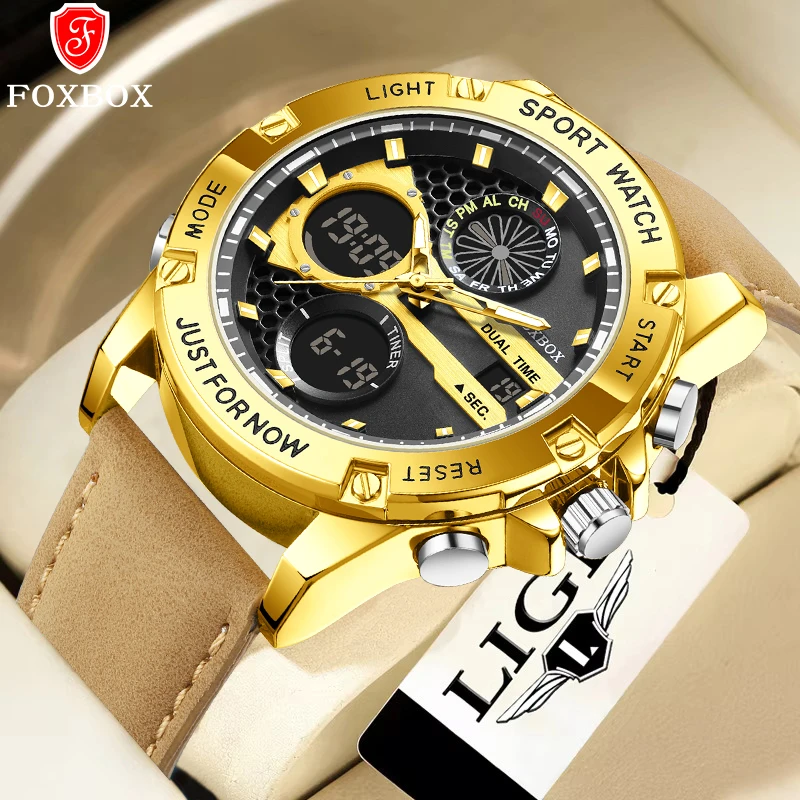 

LIGE модные часы для мужчин кожаный календарь недели аналоговые часы повседневные спортивные водонепроницаемые светящиеся цифровые электронные мужские часы