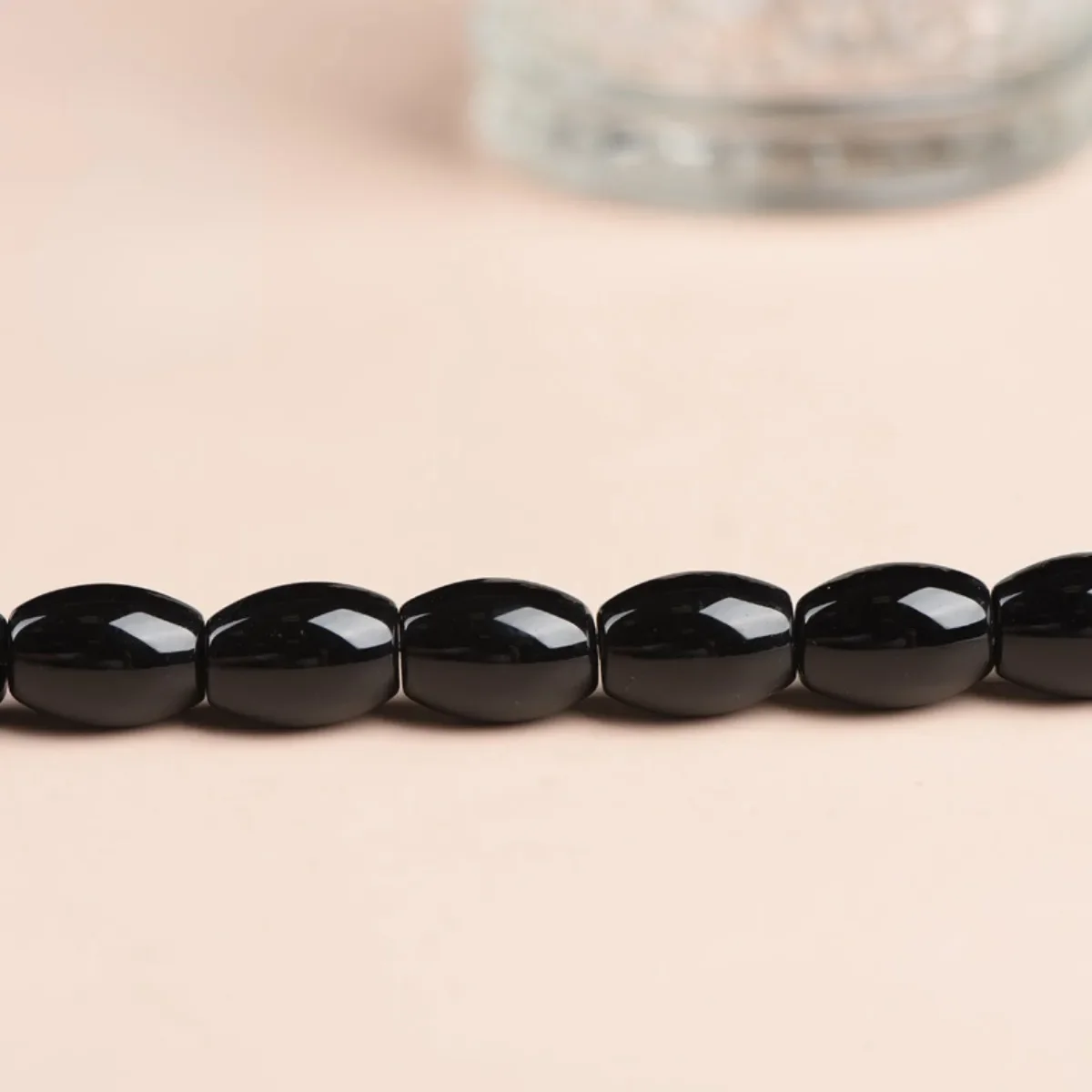 6X9/8X12mm Rice Shape Black Agate Onyx Loose Beads Women Men Jewelry Making Design DIY Necklace Carnelian Stone Accessory Crafts