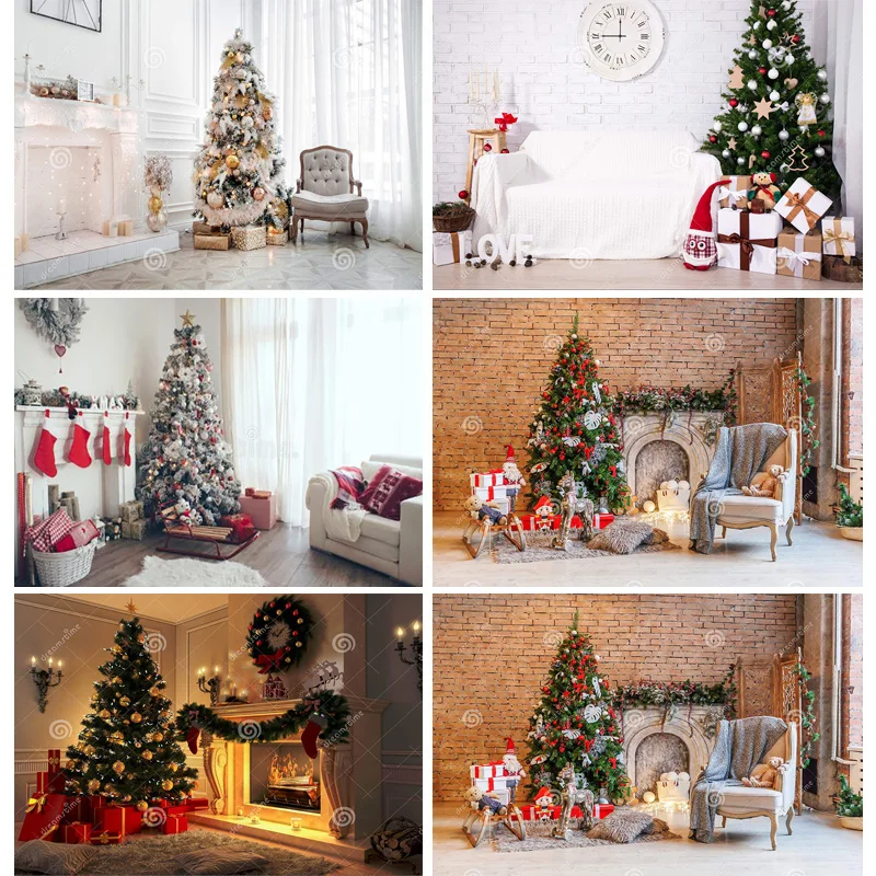 SHUOZHIKE Art Fabric Christmas Day Tree Decoration Photography Backdrops Prop  Festival Theme Photo Studio Background SD-01