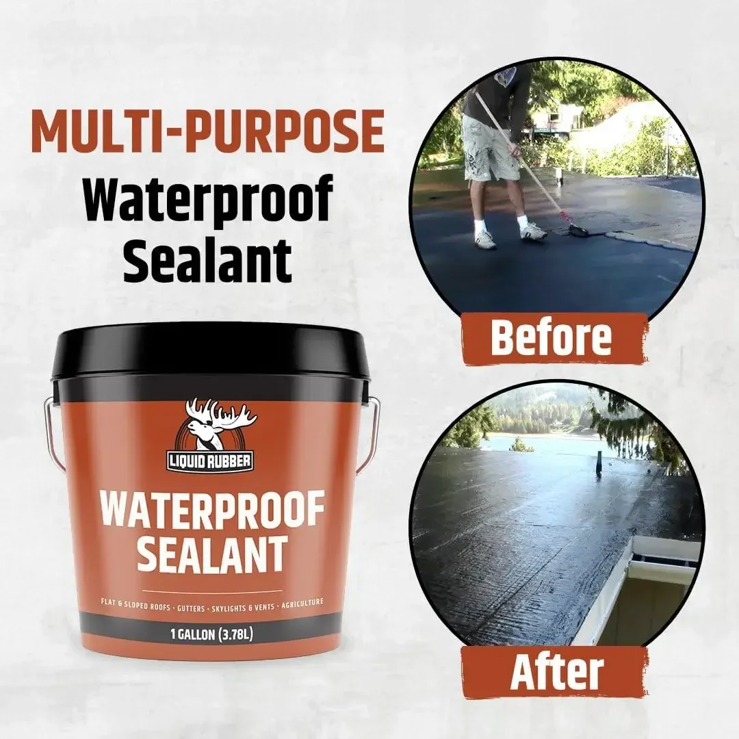 Waterproof Sealant - Multi-Surface Leak Repair Indoor & Outdoor Coating, Water-Based, Easy to Apply, Original Black,1 Gallon