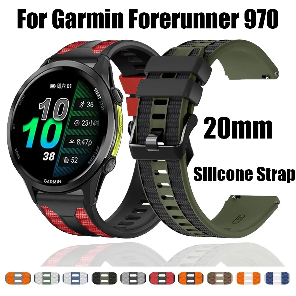 22mm Silicone Strap for Garmin Forerunner 970 570 47mm 965 955/Venu 4 45mm Sports Wristband for Amazfit Bip 6-5-Max Balance 3 2