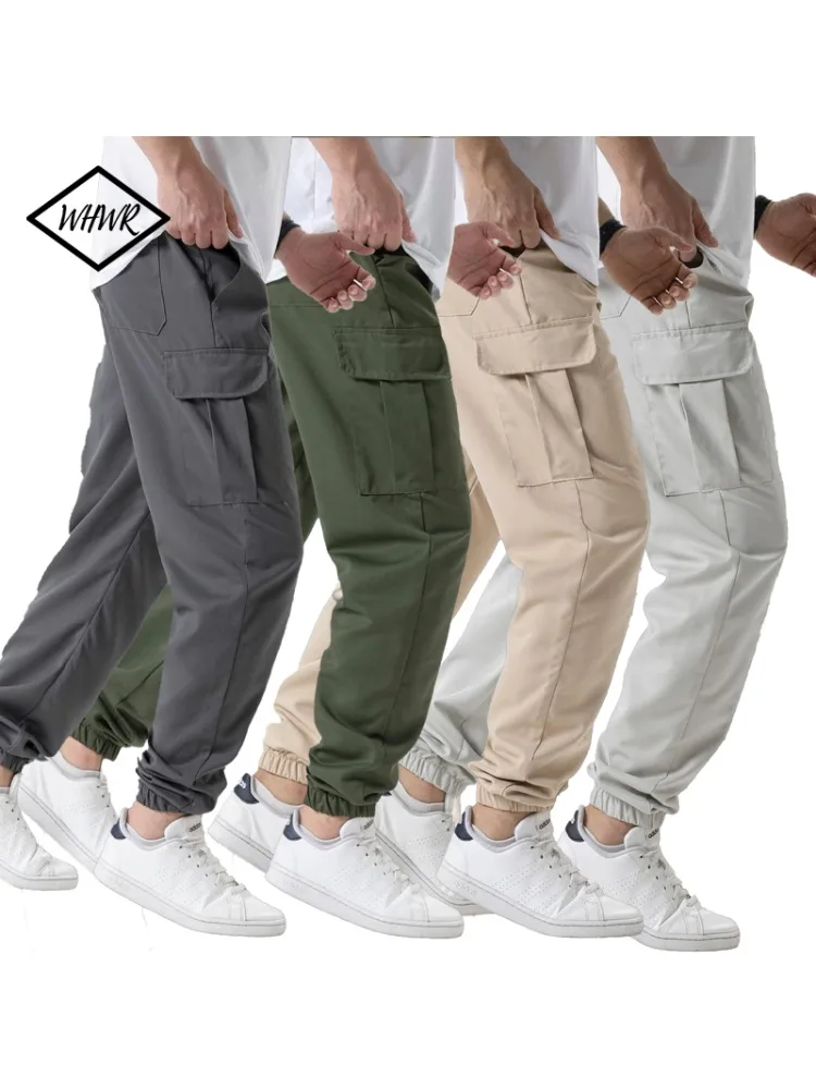 Men's Casual Cargo Sweatpants Spring/Autumn S-2XL Waist Drawstring Joggers Hiking Tactical Pants for Men with Pockets