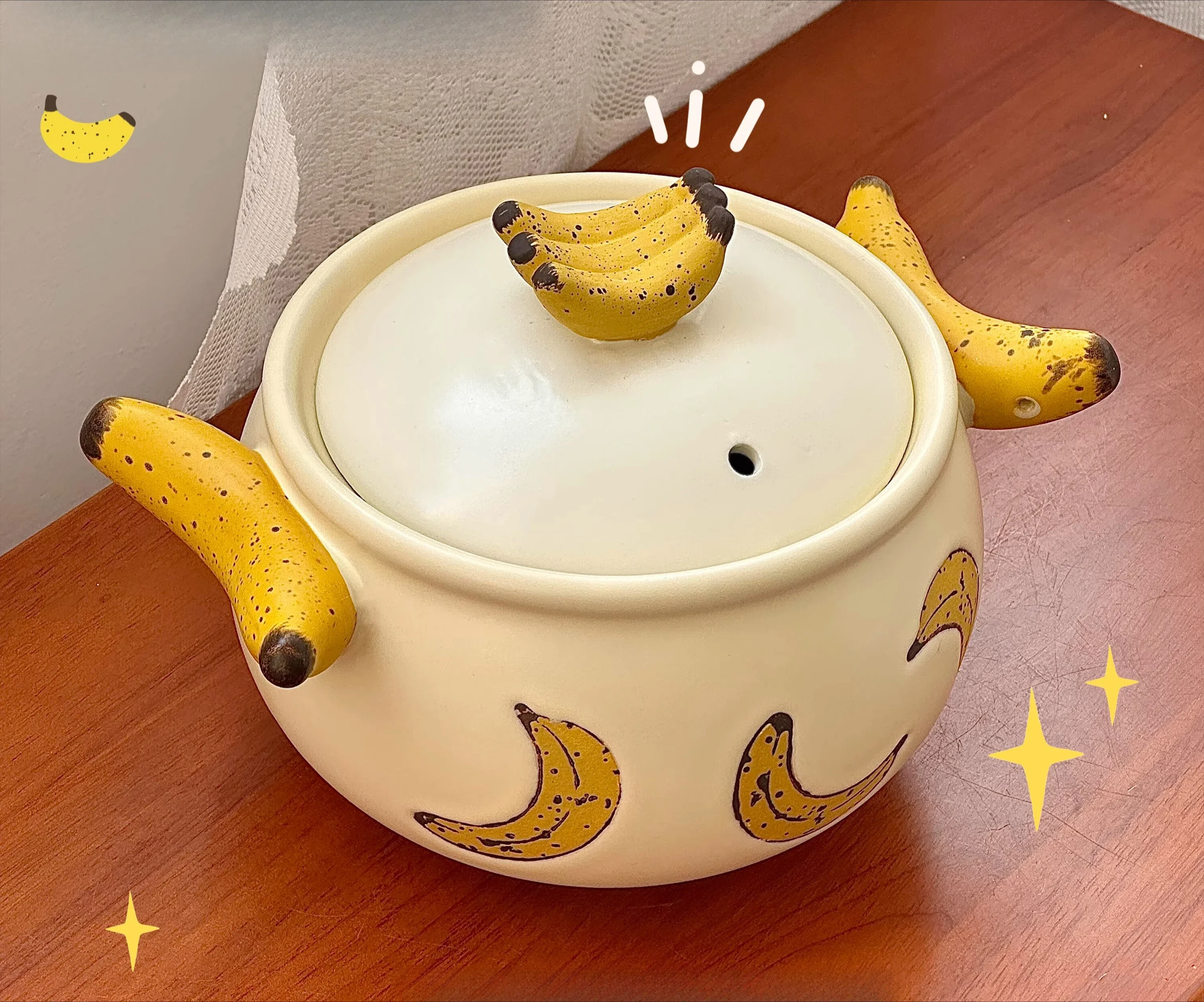 

Handmade ceramic casserole pot for household binaural high temperature gas stove