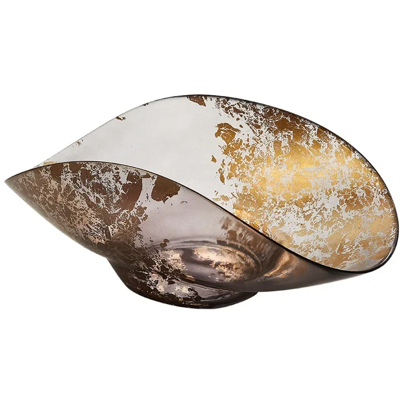 

Gold foil fruit bucket European handmade creative glass plate decorative food fruit plate