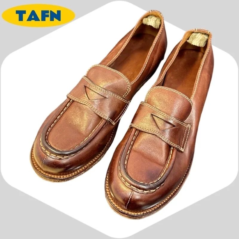 

Лоферы из конской кожи без шнуровки, модные простые и удобные женские лоферы из мягкой кожи на резинке AE2701