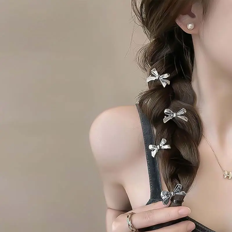 

6 Pieces of Women's New Golden Bow Mini Hairpins Sweet and Cool Girl Bangs Hairpins and Hair Accessories
