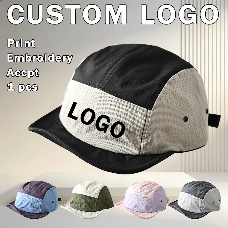 Retro Tooling Style 5-panel Color Matching Quick-drying Hat Customizable Logo Summer Outdoor Leisure Sun Protection Baseball Cap