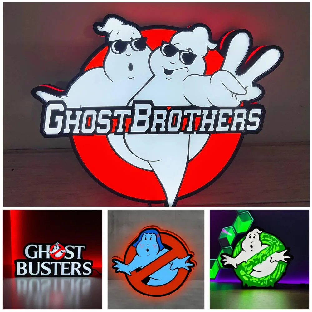 Ghostbusters Led Lamp Ghostbusters Logo Sign LED Nightlight Anime Light Boxes 3D Printed LED Lightbox for Game Room Decor