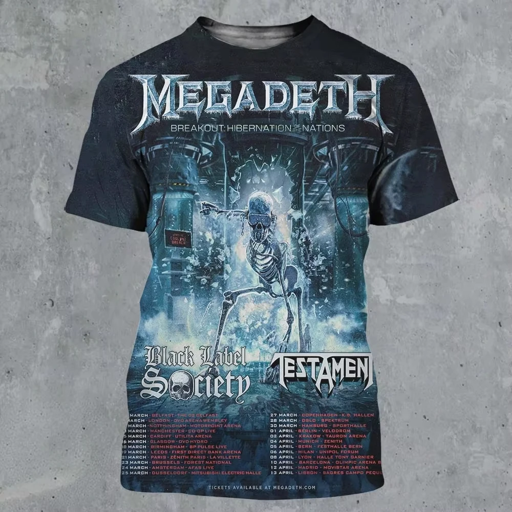 Megadeth Breakout_ Hibernation of Nations World Tour 2026 Jersey for Men Women Quick Dry Breathable Y2k Fan Short Sleeve T-shirt