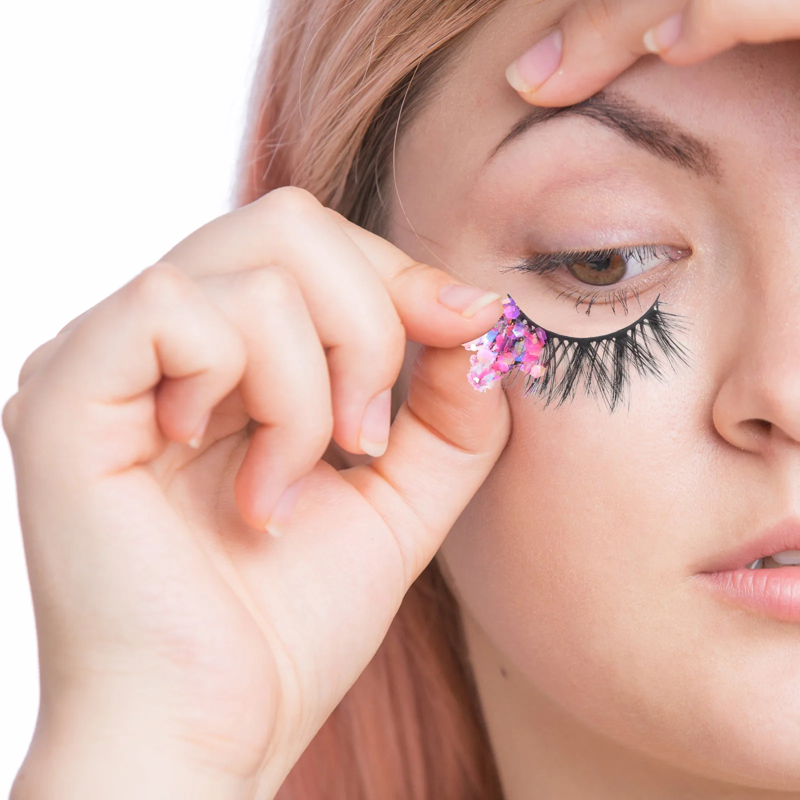 1 Paar fluoreszierende Wimpern, leuchtender Glitzer, falsche Wimpern für Party, Club, Datum, Augen-Make-up-Erweiterungen, Wimpernverlängerungen