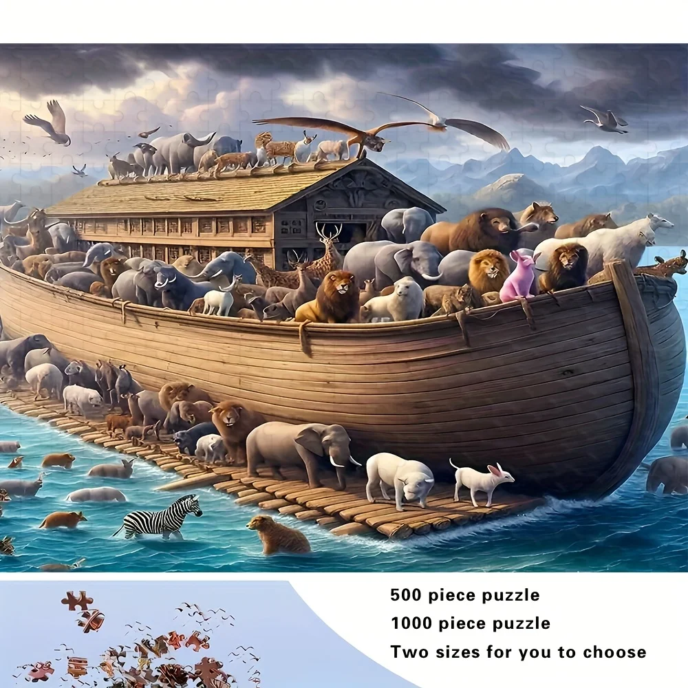 500/1000pcs 's Ark Puzzle for Adults & Families - Large Biblical Ark Building with Animal Pairs (Unicorns/Centaurs), Challengi