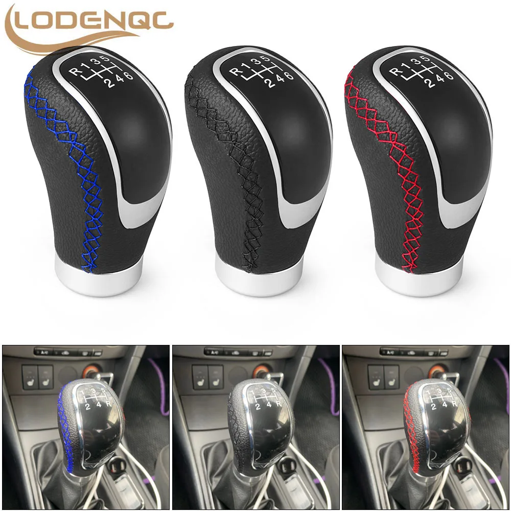 

Universal 5/6 Speed Replacement Manual Car Gear Stick Shift Knob Modified Stick R PU Leather Gearshift Head Gear Knob Set