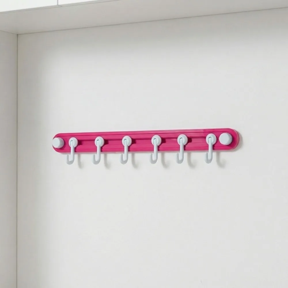 Plastic Suction Cup Hooks Non-Marking Dopamine Candy Color Towel 6 Head Hooks Waterproof Space Saving Kitchen Storage Hooks