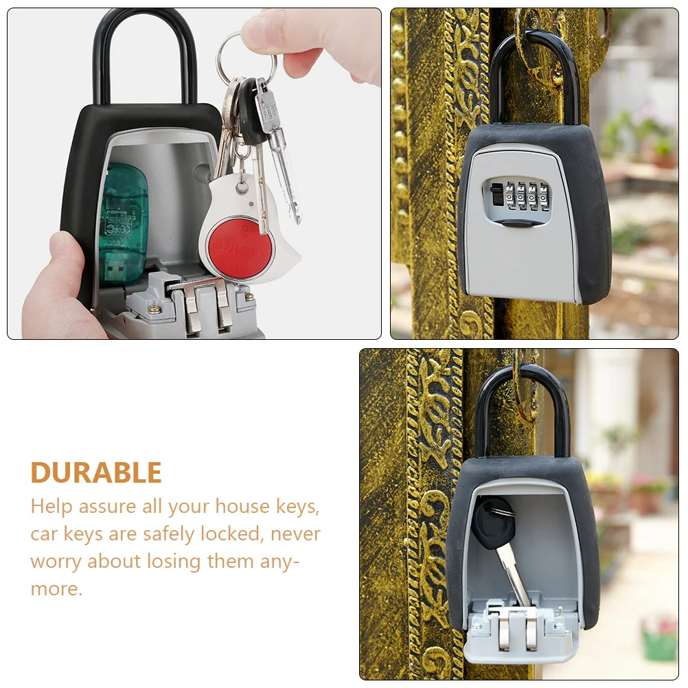 

4 Wall Mounted Key Safe Box Password Lock Storage Security Metal 10000 Combination Waterproof Corrosion Resistant Long