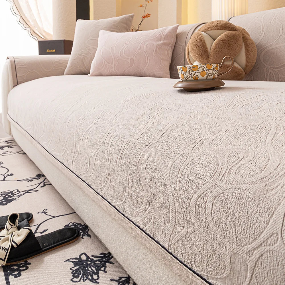 

Luxury Chenille Jacquard Sofa Cushion Cover Modern All-Season Back Scarf Non-Slip Home Decor for Living Room Furniture Protector