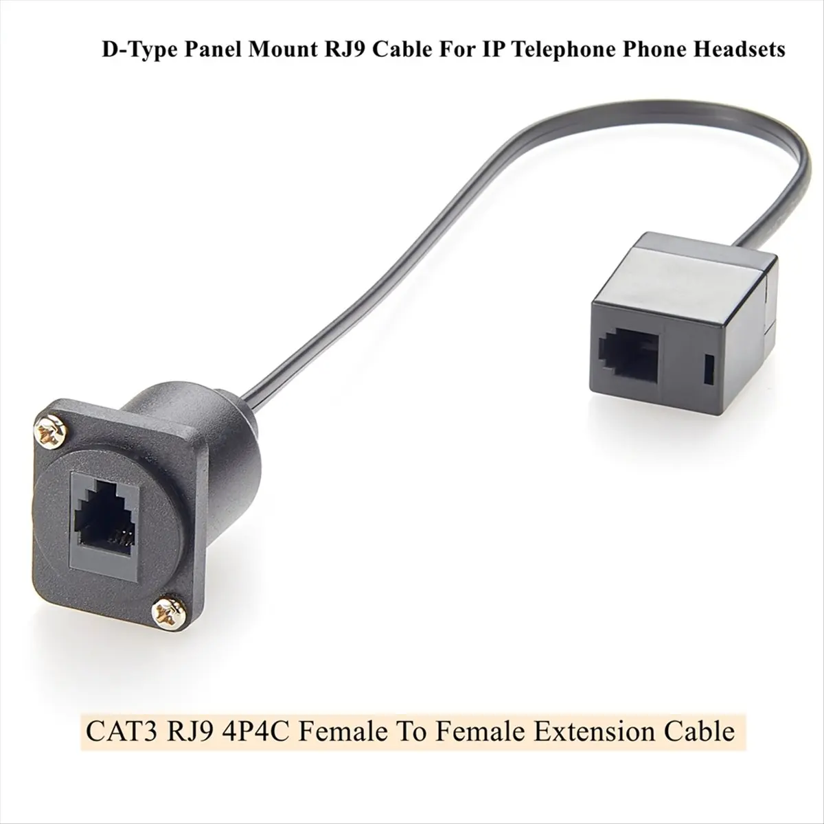 XLR Panel/D-Type Panel Mount Cat.3 RJ11/RJ9 4p4c Cable CAT3 RJ9 Female-to-Female Telephone Line Through Jack