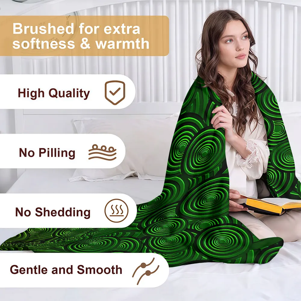 green black concentric Soft Warm Flannel Blanket Lightweight Cozy Christmas Halloween Home Decor Room