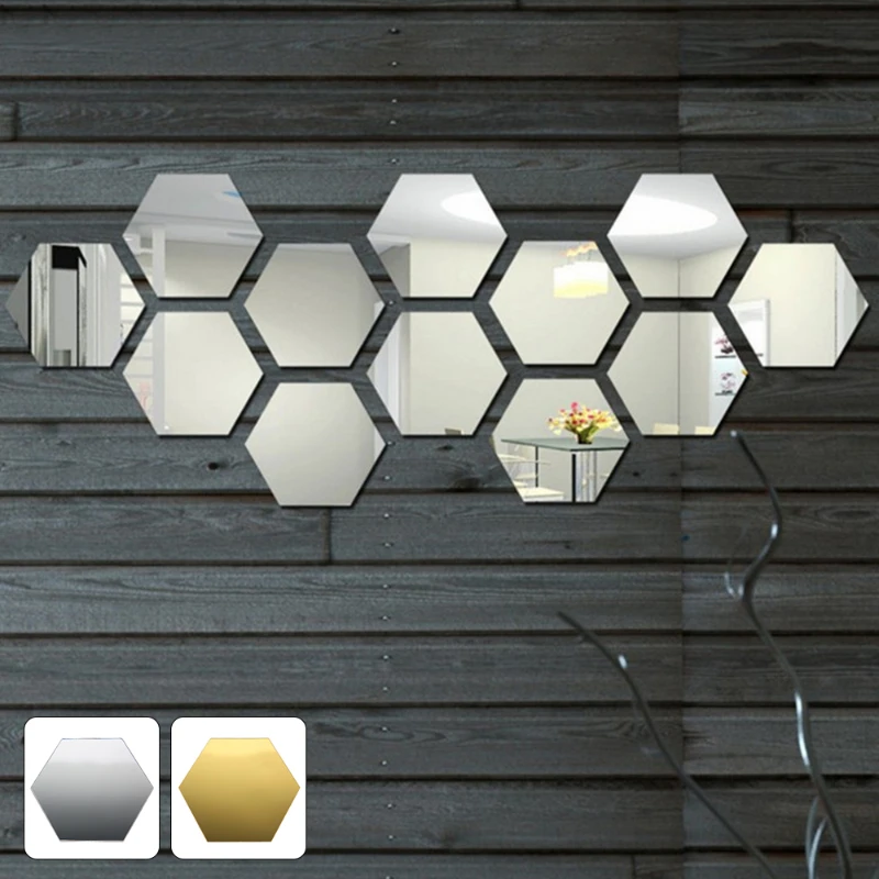 Hexagon Mirror Wall Stickers DIY Art Wall Decoration Living Room Beadroom Bathroom Home Decor Acrylic Adesivo De Parede