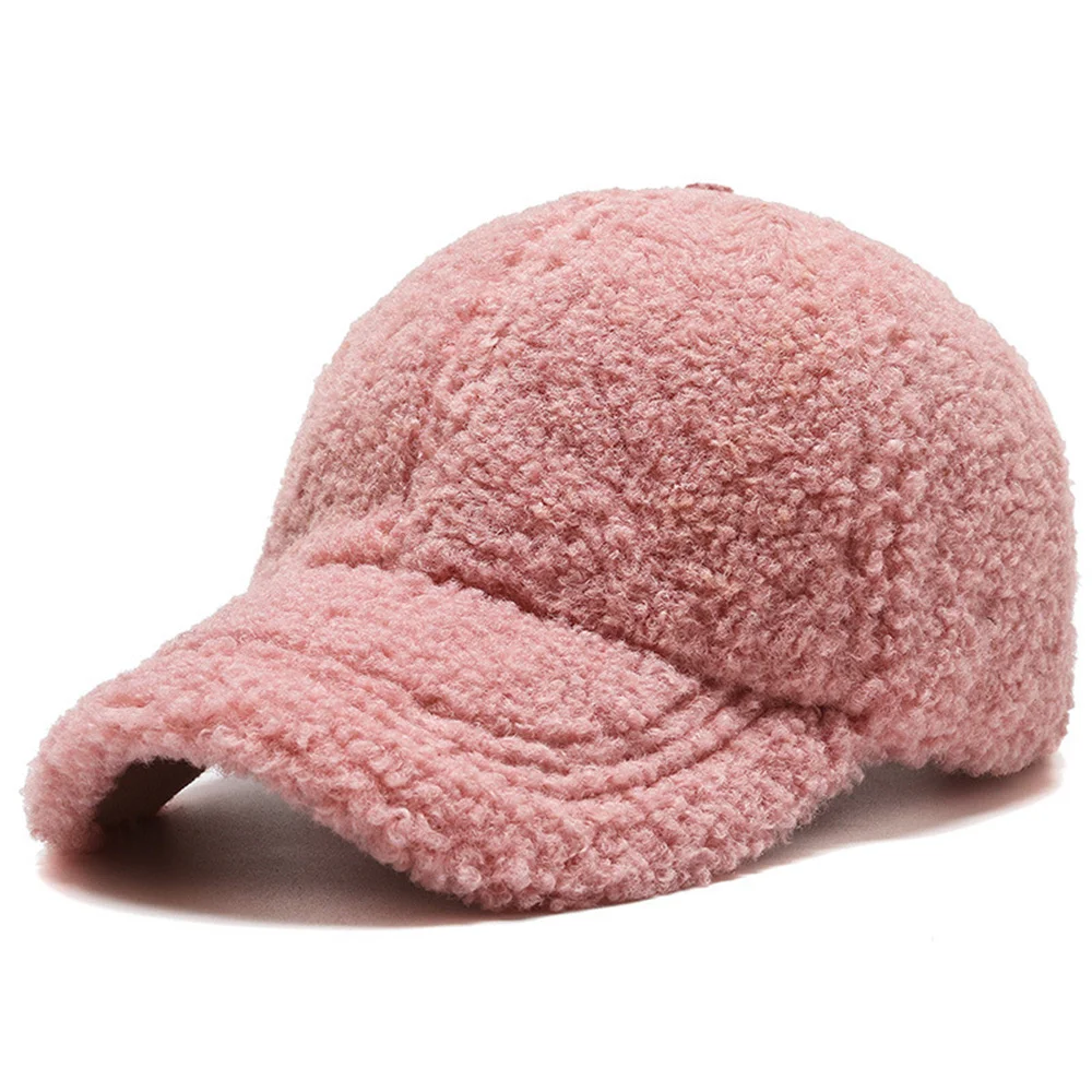 New Winter Women Baseball Cap Men Artificial Lamb Wool Duck Tongue Hats Plush Thickened Warm Fashion Solid Velvet Sunshade Hat