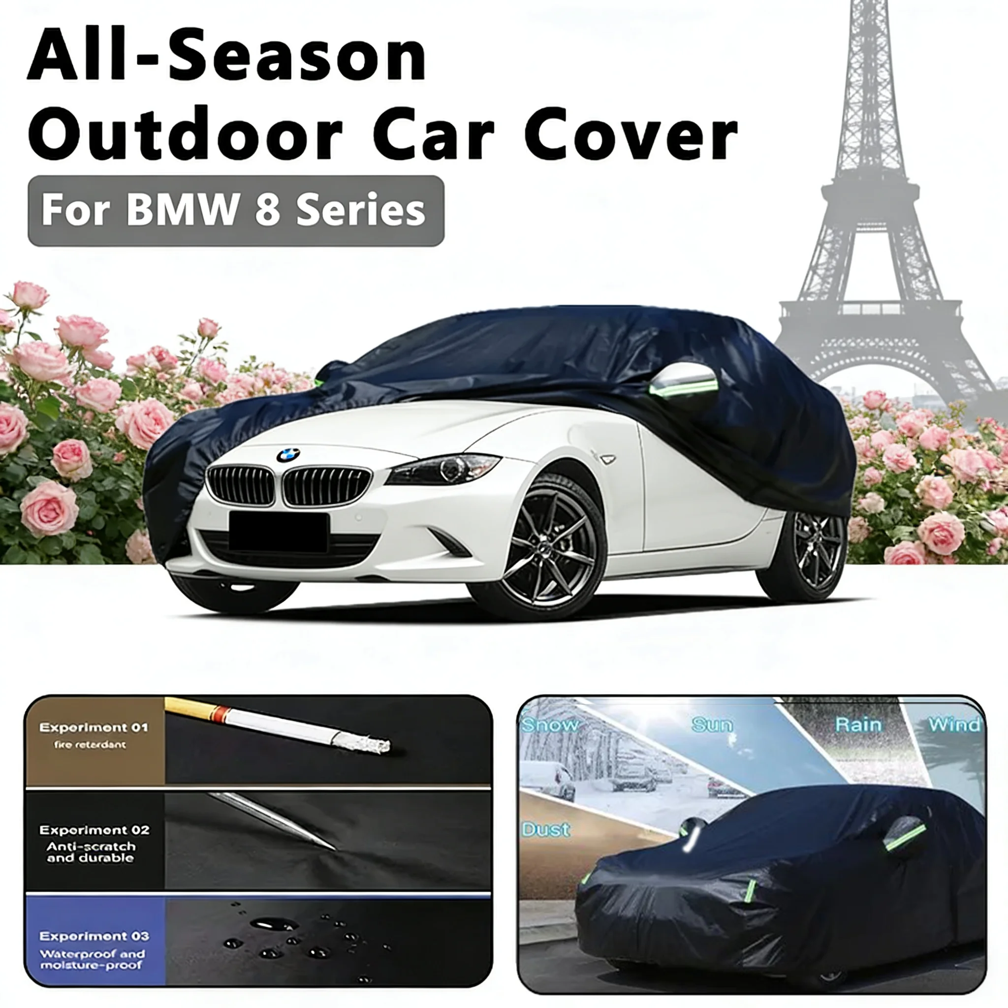 

For BMW 8 Series Car Full Cover - Outdoor Waterproof Snowproof Sunshade, Winter & Summer All Weather Auto Protection Accessories