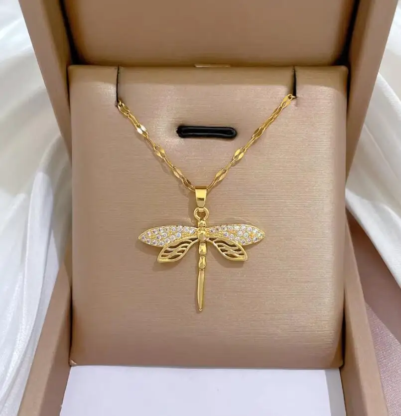 Trend Fashion Exquisite Gold Color Hollow Dragonfly Chain For Women Party Birthday Custom Jewelry