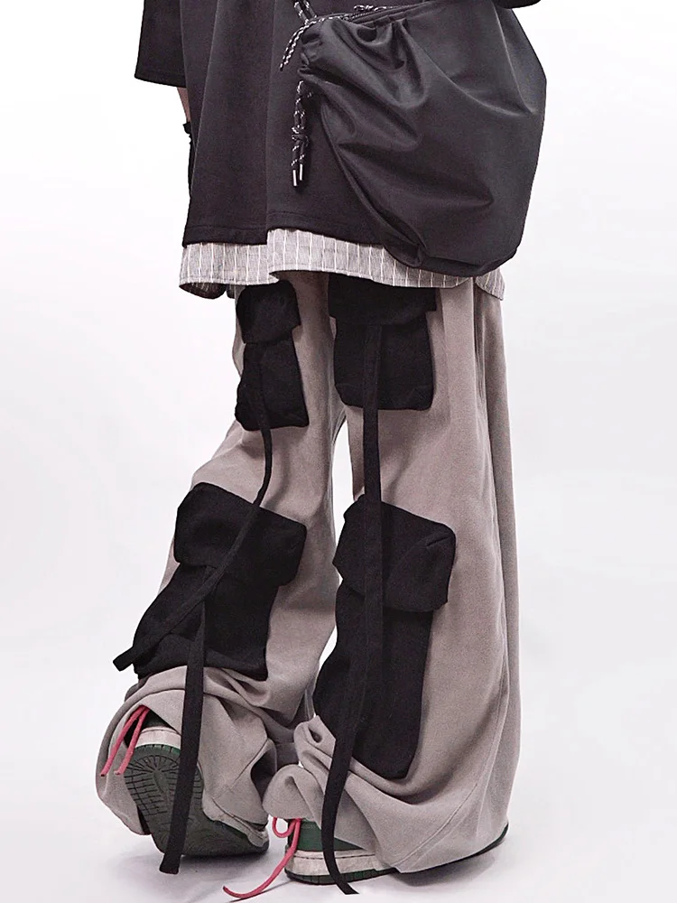 

UUC Loose Straight Leg Workwear Casual Pants Men's High Street American Wide Leg Floor-Length Trousers Multi-ket