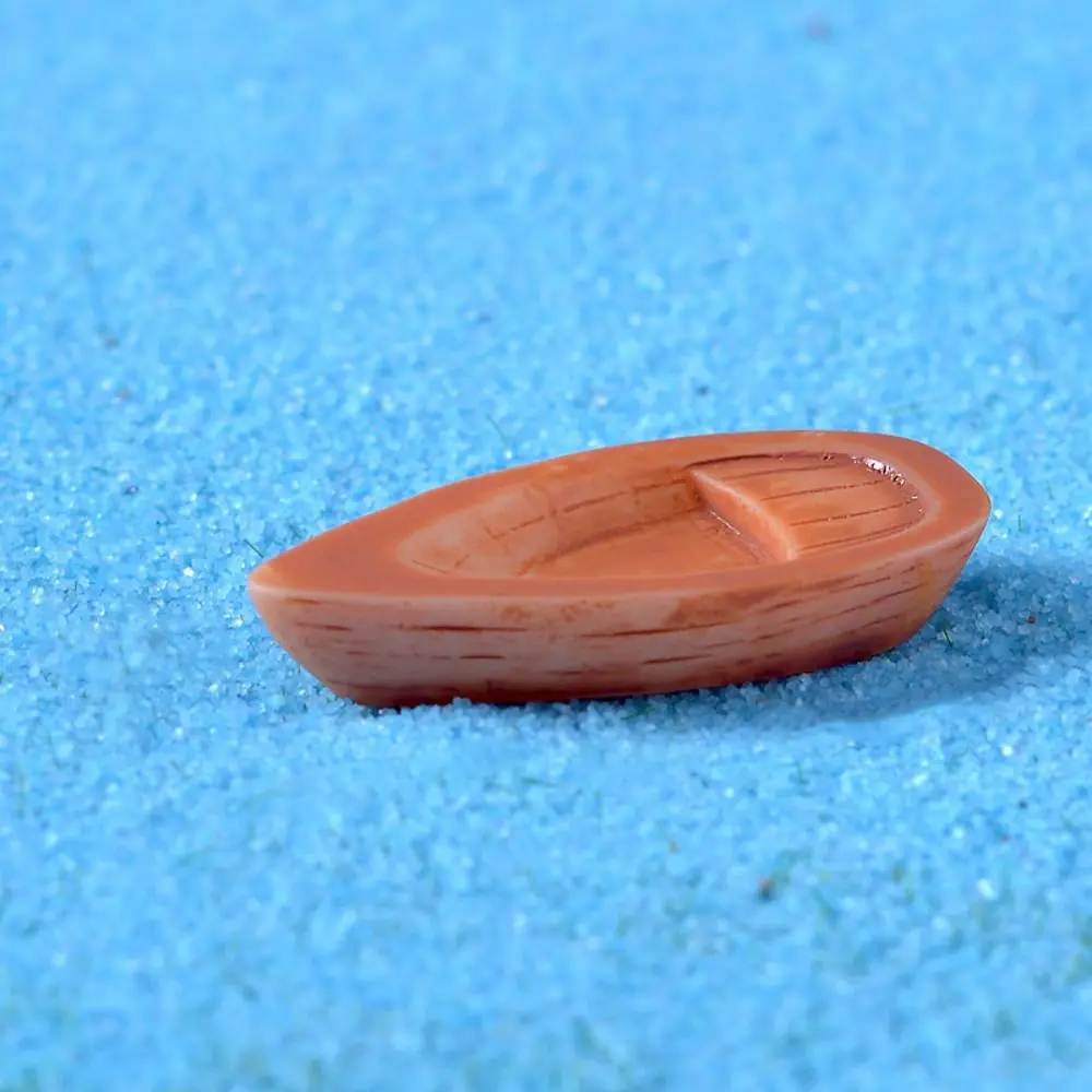 Micro Landscape Micro Landscape Boat Resin Wooden Boat Resin Wooden Boat Decoration Retro Figurines Awning Boats