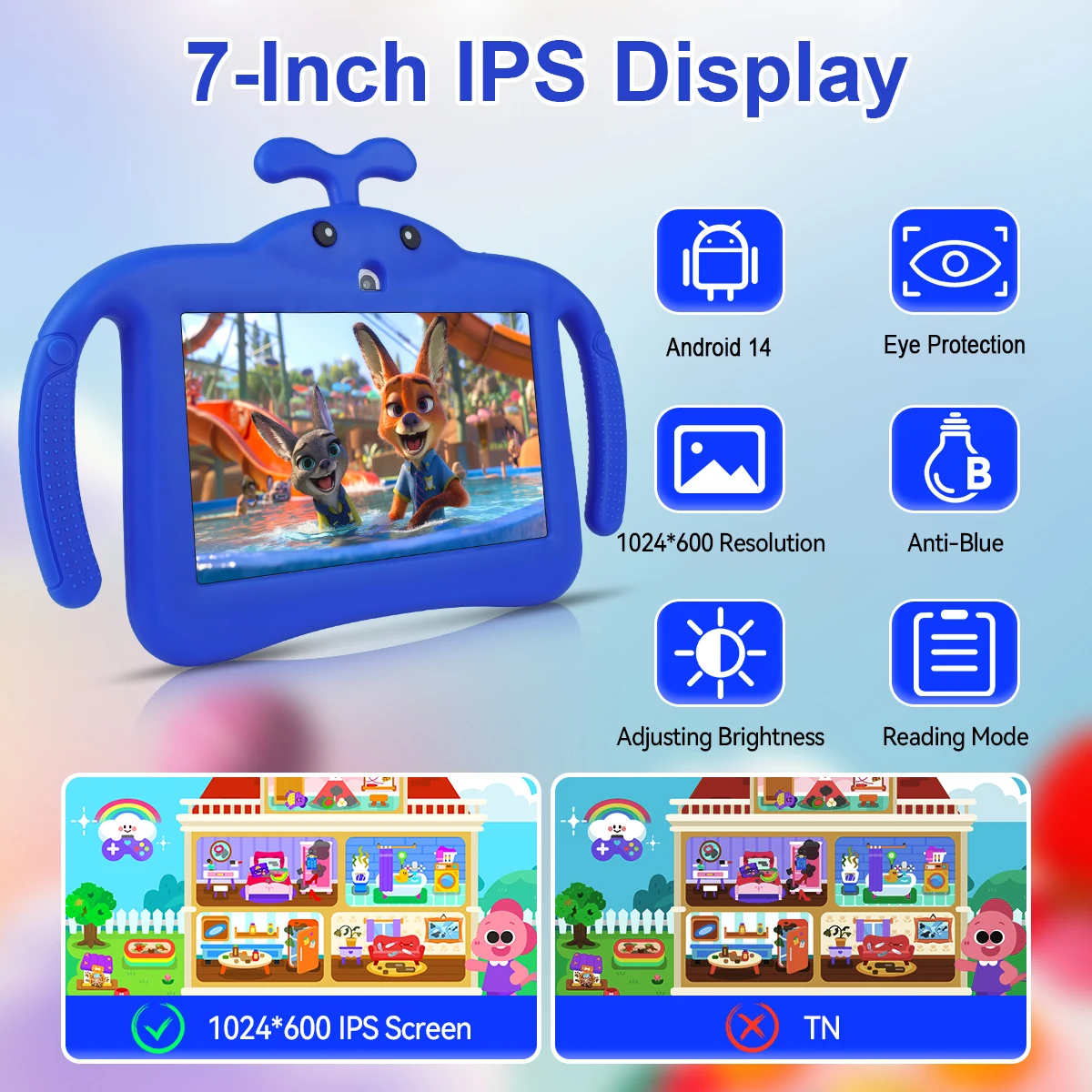 5G Wi-Fi 7 Inch Kid Tablet 4GB RAM 64GB ROM 3500mAh Battery Dual Camera Children's Android 14 Gift Kids view 2