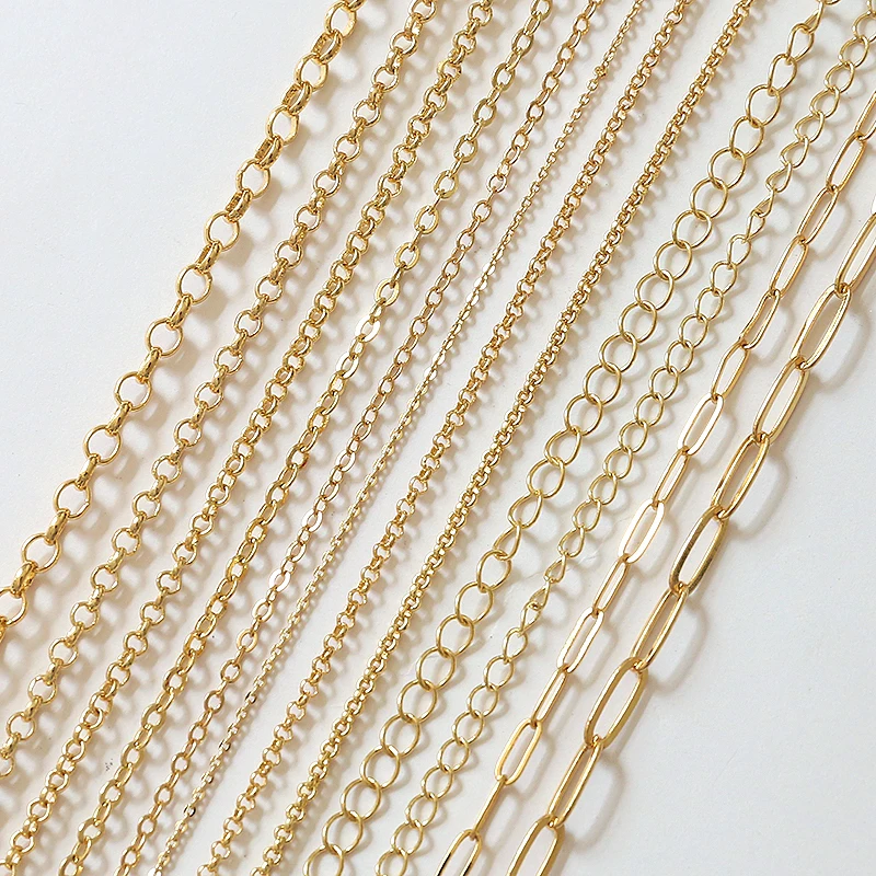 1 Meter Copper Clad Gold color Electroplating O Chain Love Leaf Diy Handmade Jewelry Bracelet Necklace Accessories