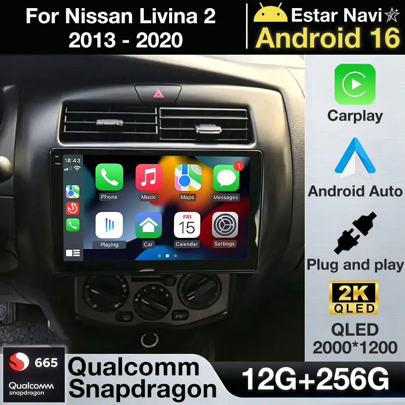 Android 16 Car Radio For Nissan Livina 2 2013 - 2020 GPS Multimedia Player Navi Head Unit Stereo Wireless Carplay Auto Video DSP