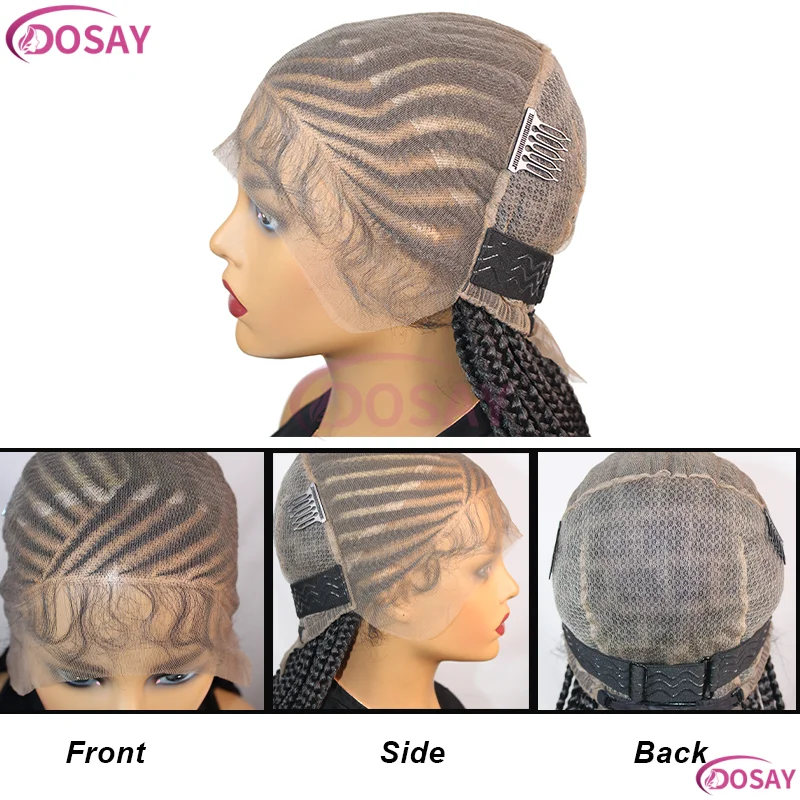 36 "شعر مستعار اصطناعي كامل الدانتيل الجبهة الباروكات للنساء السود Knotless صندوق تجديل الشعر شعر مستعار أسود للبيع #6