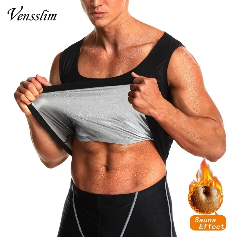 Vensslim Men Body Shaper Sauna Sweat Vest Reducing Shaperwear Fat Burning Loss Weight Waist Trainer Corset Shirt Workout Top