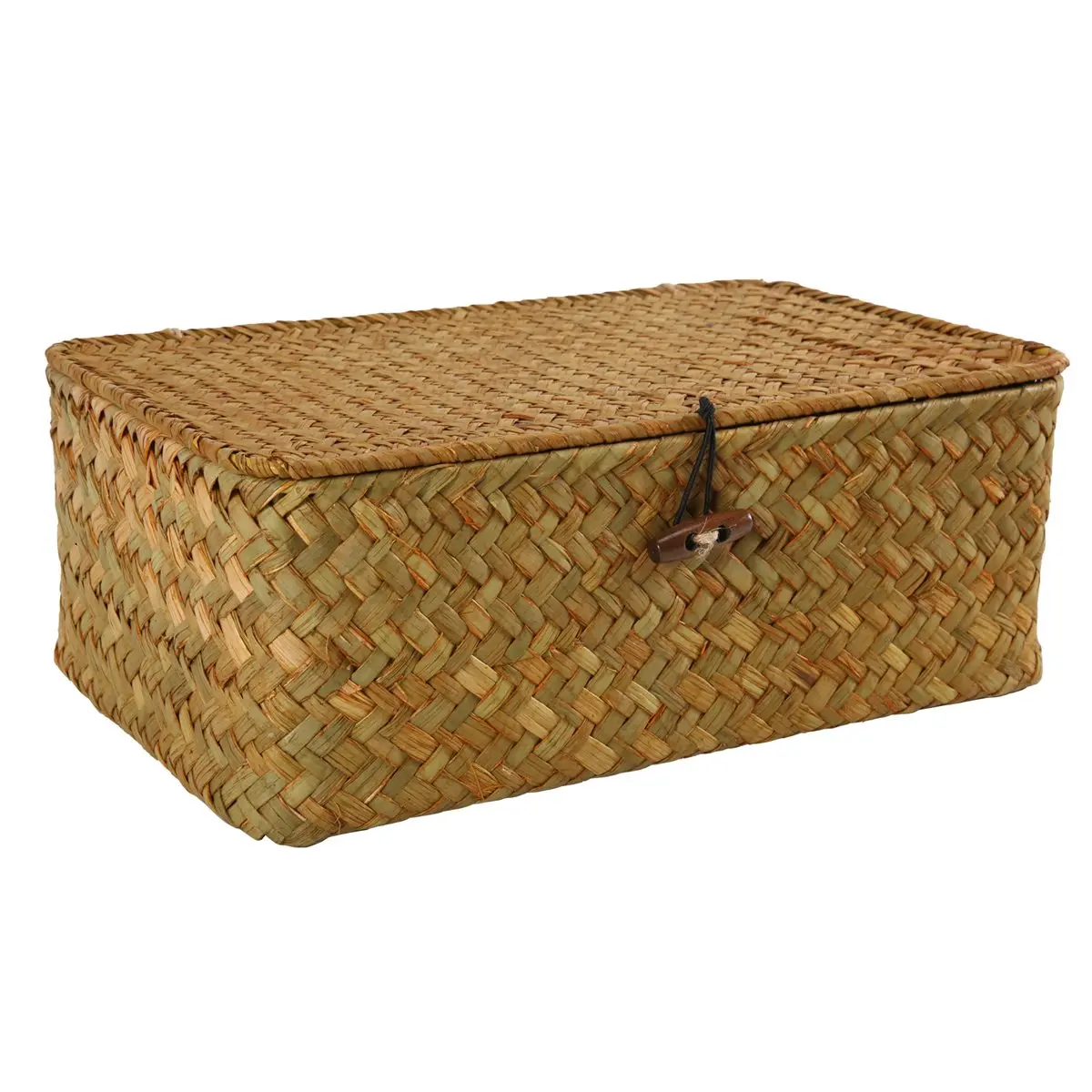 B-est Rattan Storage Basket,Straw Seaweed Basket, Hand-Woven Storage Basket Multipurpose Container with Lid (10cm)
