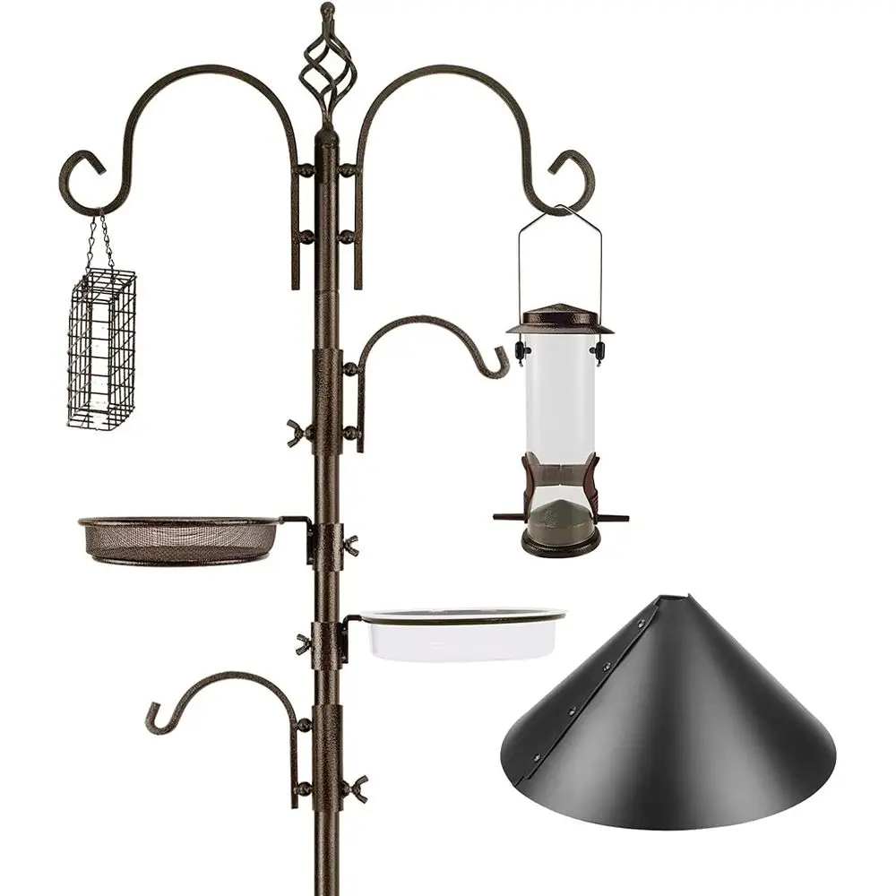 

Bird eeding Station Kit with Squirrel and Suet Cage Wild Bird eeder Kit with Mesh Tray, ruit Hook, and Double W Hook or Attracti