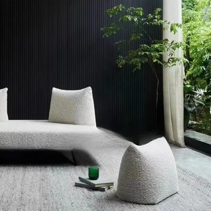 Modern wabi-sabi wind small apartment straight row double-sided backrest Prado sofa casual design croissant cream sofa