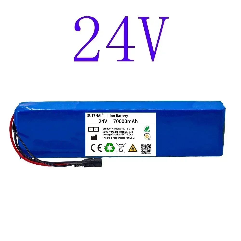 24V 70AH แบตเตอรี่ความจุขนาดใหญ่ 7S4P 29.4V BMS Original ไฟฟ้าจักรยานรถเข็นสกู๊ตเตอร์แบตเตอรี่ลิเธียม + Charger