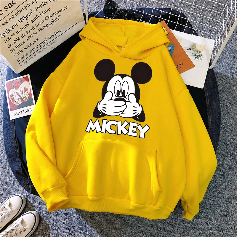 Sudadera con capucha de Minnie Disney para mujer, Top corto Kawaii de los años 90, Sudadera con capucha de Mickey Mouse, ropa de calle Harajuku para niños y niñas