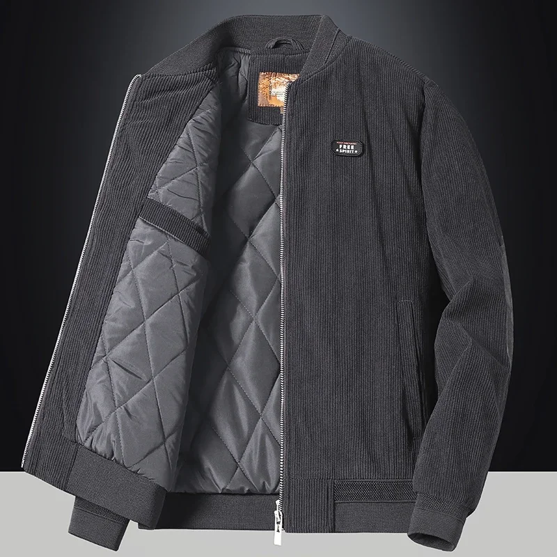 Men's Corduroy Thick Cotton Parkas Male Large Size New Autumn Winter Stand Collar Slim Jacket Men's Fashion Casual Warm Outwear