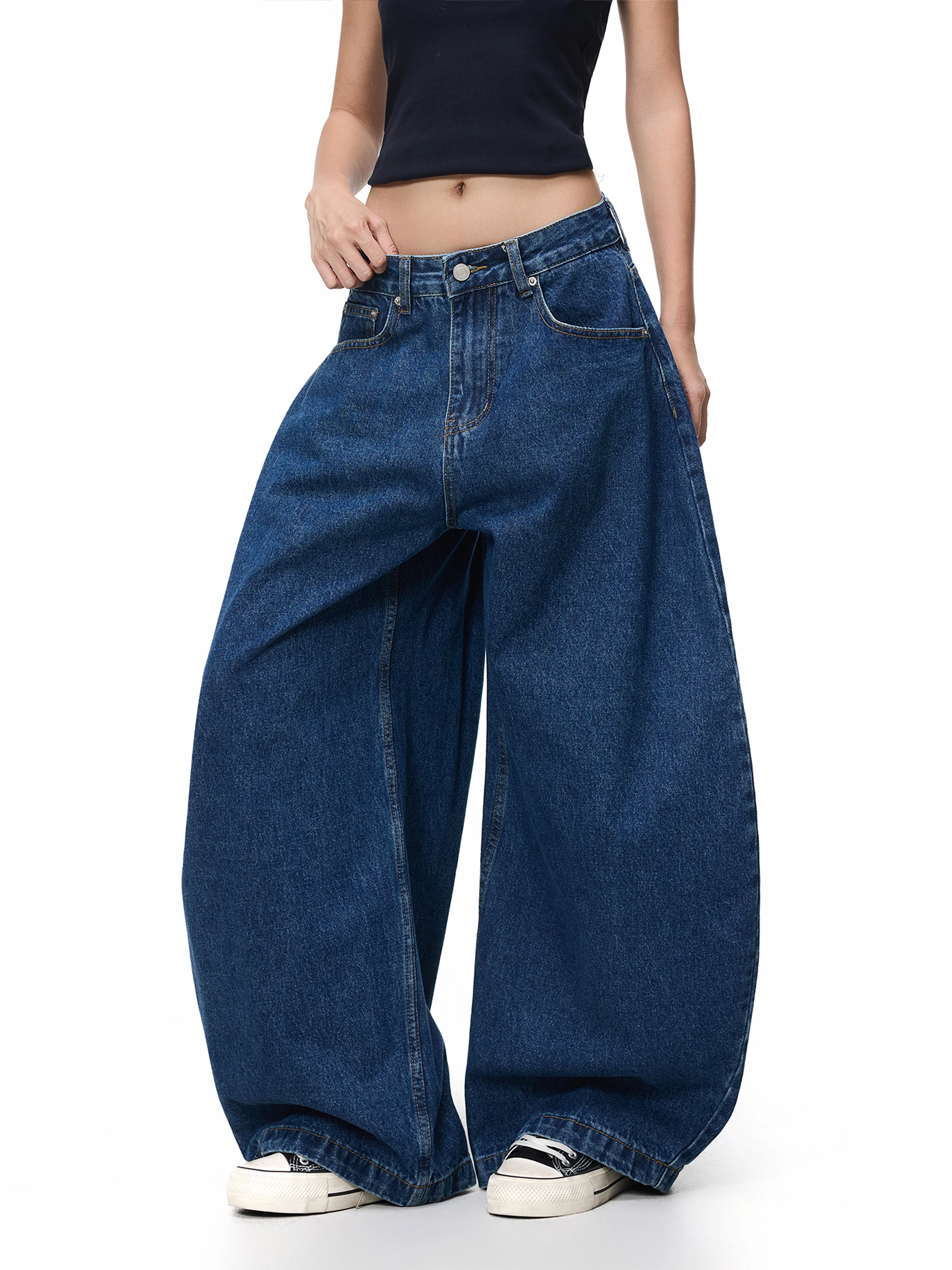 

Retro American Embroidered Knife Jeans Loose Casual Jazz Dance Wide Leg Long Trousers Trendy Men's Women's Denim Pants