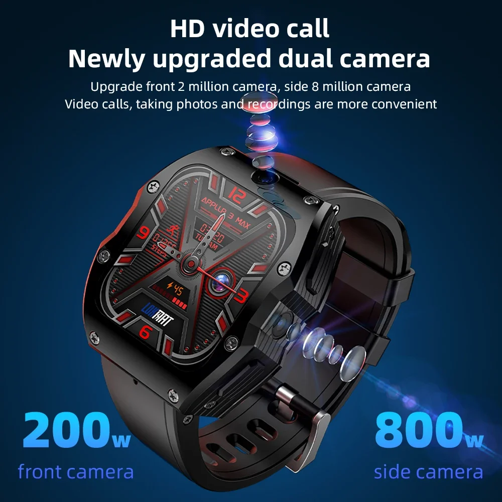 4G LTE Android 9.1 Smartwatch APPLLP 3 MAX 4+128GB GPS Dual Camera Sim Card 4G Smart Watch 2024