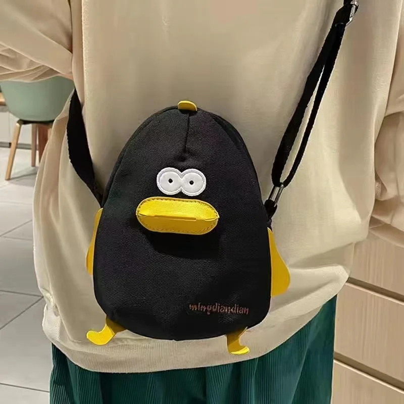 Cute Cartoon Shoulder Tote Bag for Women, Kawaii Duck Canvas, Ladies Crossbody Messenger Bags, Portable Handbag, Purse Flap Bags