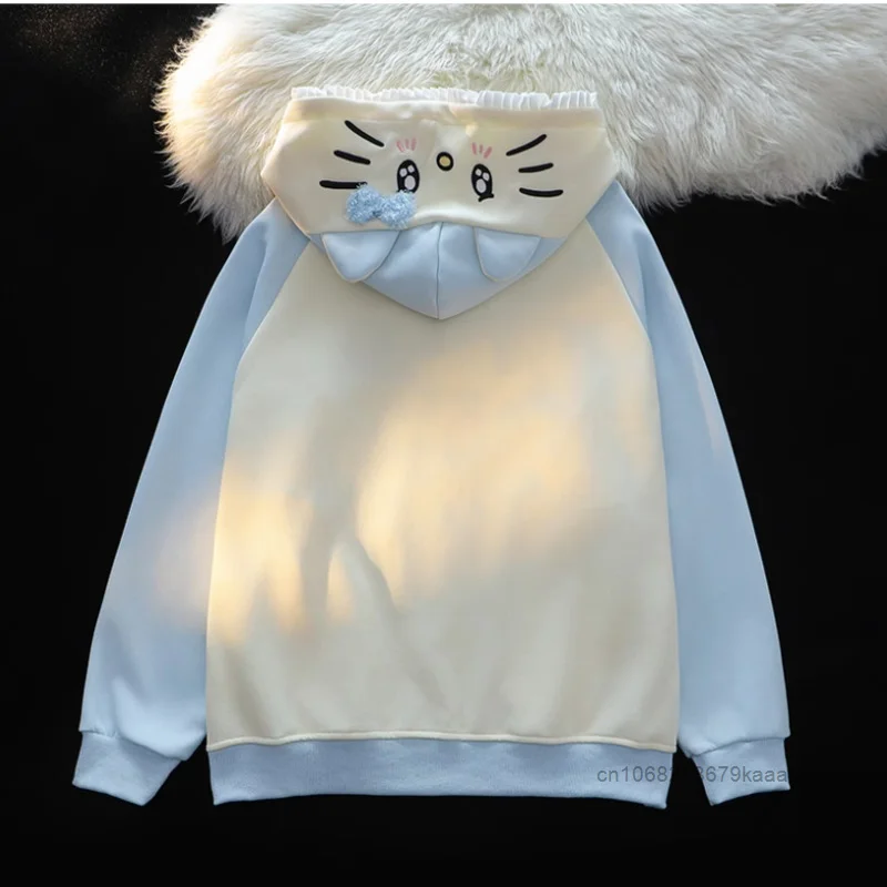 Sanrio Hello Kitty Japanese Style Cute Bow Hoodie Women New Fashion Loose Casual Cardigan Niche Design Sweet Y2k Girl Trend Coat