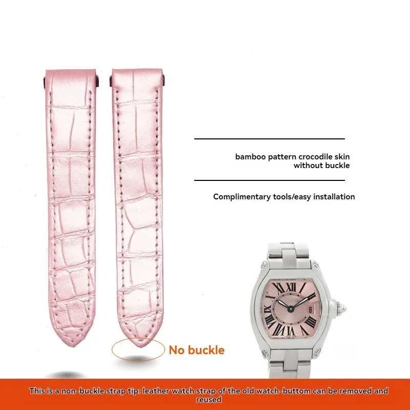 Handgemaakte aanpassen krokodillenleer horlogeband 15mm 19mm 20mm voor Cartier Roadster w6206018 w6206017 mannen vrouwen alligator band
