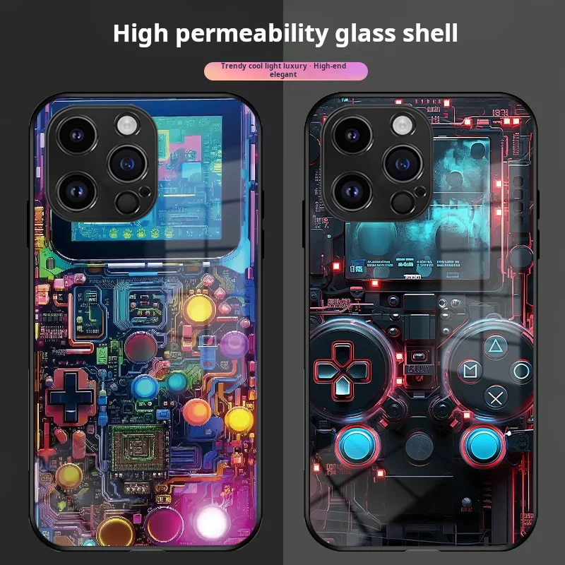 

Creative phone case game controller 15pro phone case cool Apple 14 glass case ip13 personality 11 protection