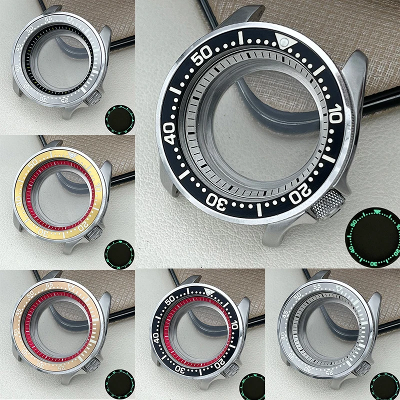 SKX007 NH35 Case Sapphire Mirror Fit NH35 NH36 4R 7S Japan Automatic Movement Stainless Steel Luminous Inset Watch Case