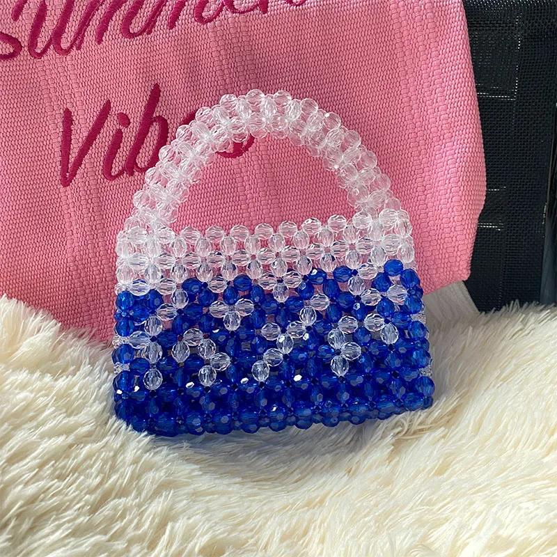 Gradient Pink Beaded Bag for Dinner Party Wedding Ladies Elegant Fashion Gifts for Her Summer Luxury Purse Tote Bags for Women