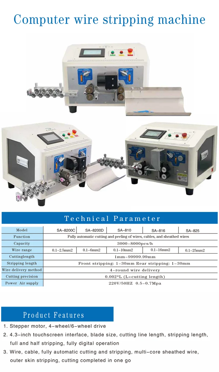 Cutting Machine Cable Wire Stripping MachinemHot Selling 1-16mm2(AWG30#-12#) Automatic